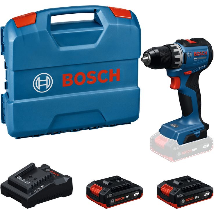 Akkuporakone Bosch Professional GSR18V-52, 18V, 2x2.0Ah akuilla + L-Case