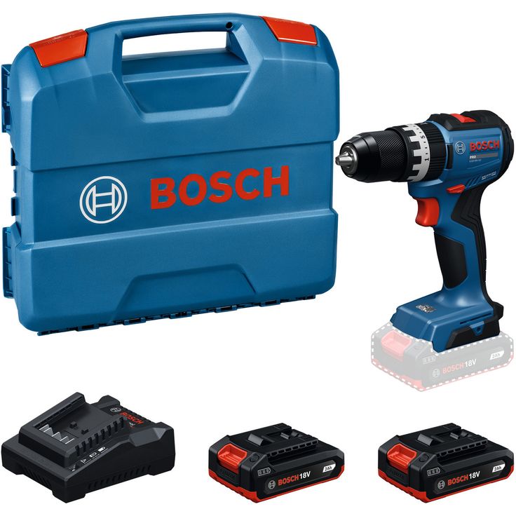 Akkuiskuporakone Bosch Professional GSB18V-52, 18V, 2x2.0Ah akuilla + L-Case