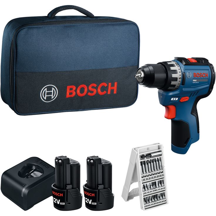 Akkuporakone Bosch Professional GSR12V-31, 12V, 2x2.0Ah akuilla + 25-os. tarvikesarja