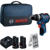 Akkuiskuporakone Bosch Professional GSB12V-31, 12V, 2x2.0Ah akuilla + 25-os. tarvikesarja