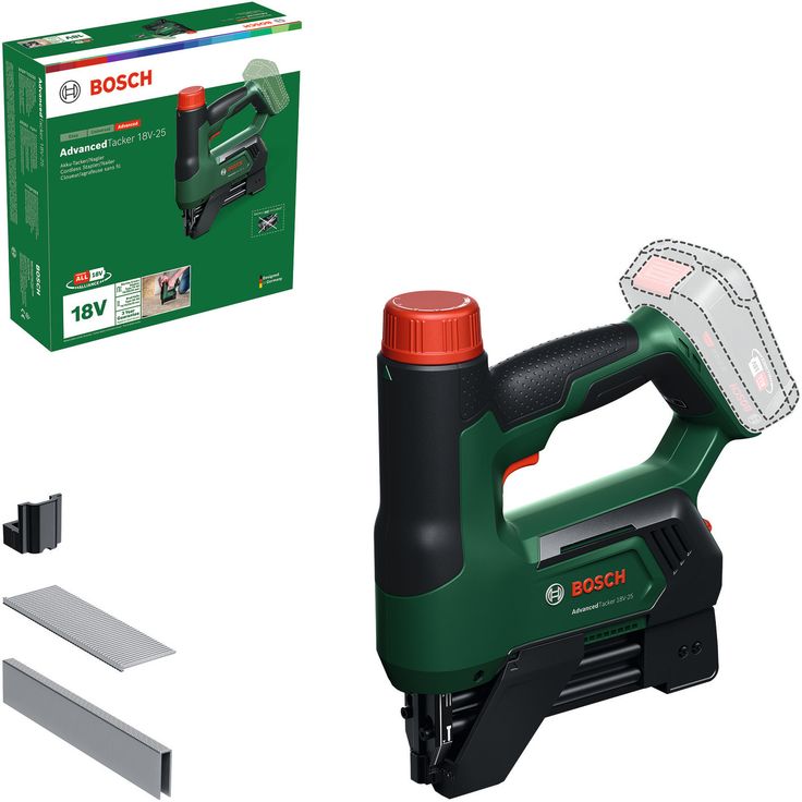 Akkuyhdistelmänaulain Bosch AdvancedTacker 18V-25 Solo, 18V, ilman akkua