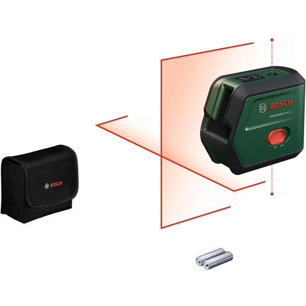 Linjalaser Bosch UniversalLevel 2 + säilytystasku, 2xAA-paristot
