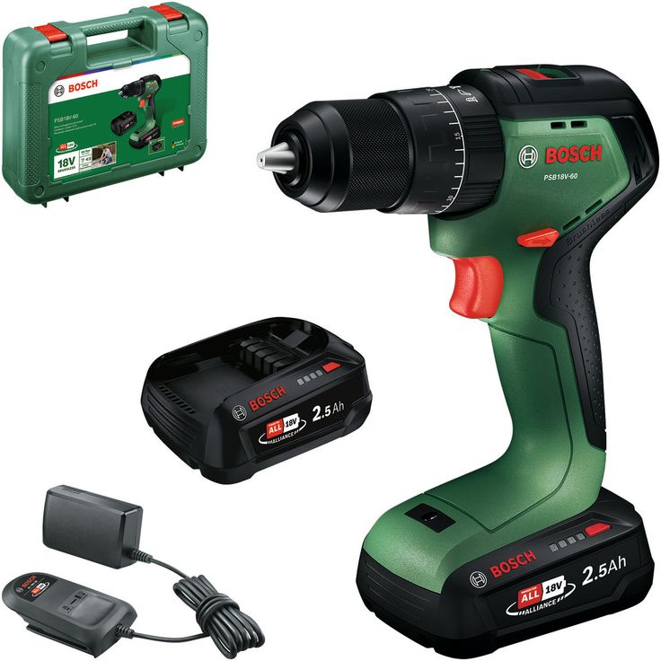 Akkuiskuporakone Bosch PSB18V-60, 18V, 2x2.5Ah akuilla + salkku