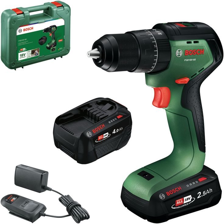 Akkuiskuporakone Bosch PSB18V-60, 18V, 2.5Ah akulla + salkku