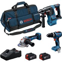 Akkukonesarja Bosch Professional GSB + GBH + GWS, 18V, 2x5.0Ah akuilla + laukku