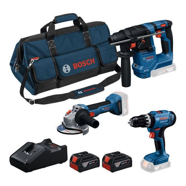 Akkukonesarja Bosch Professional GSB/GBH/GWS, 3 osaa, 18V, 2x4.0Ah akuilla + laukku