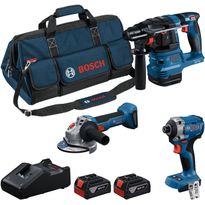 Akkukonesarja Bosch Professional GDR + GBH + GWS, 18V, 2x4.0Ah akuilla + laukku