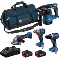 Akkukonesarja Bosch Professional GSR, GDX, GWS ja GBH, 18V, 2x5.0Ah akuilla + työlaukku