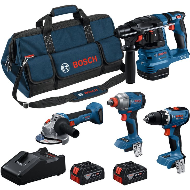 Akkukonesarja Bosch Professional GSR, GDX, GWS ja GBH, 18V, 2x5.0Ah akuilla + työlaukku
