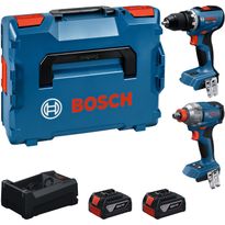 Akkukonesarja Bosch Professional GSR + GDX, 18V, 2x5.0Ah akuilla + L-Boxx