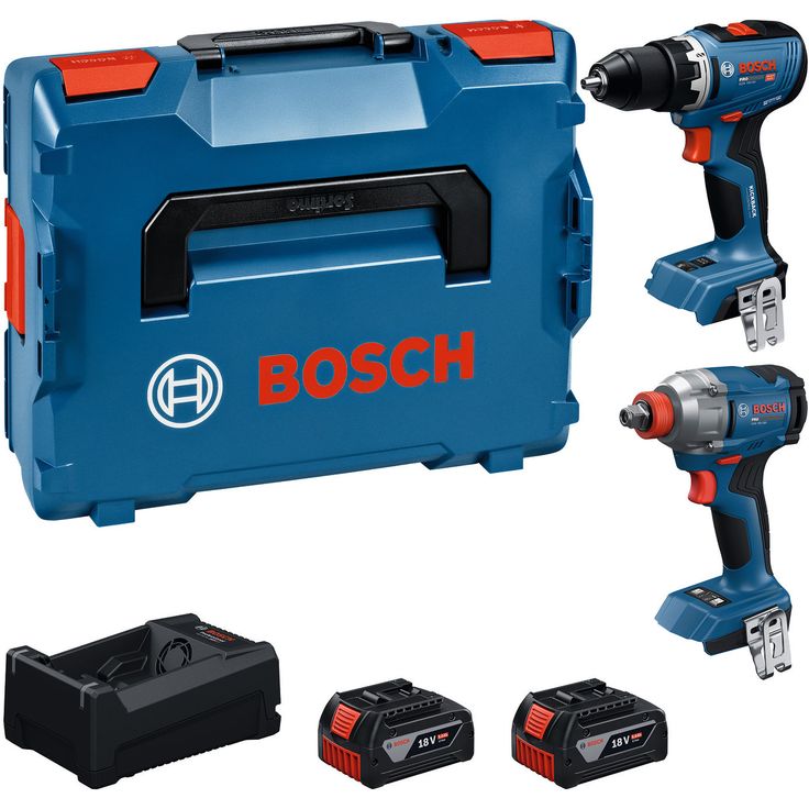 Akkukonesarja Bosch Professional GSR + GDX, 18V, 2x5.0Ah akuilla + L-Boxx
