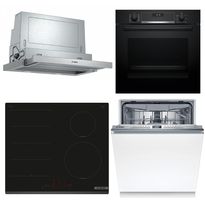 Keittiöpaketti Bosch - HBG537FB4 kalusteuuni, PIX631HC1E induktiotaso, SMV4HMX08E astianpesukone ja DFS067A51 liesituuletin