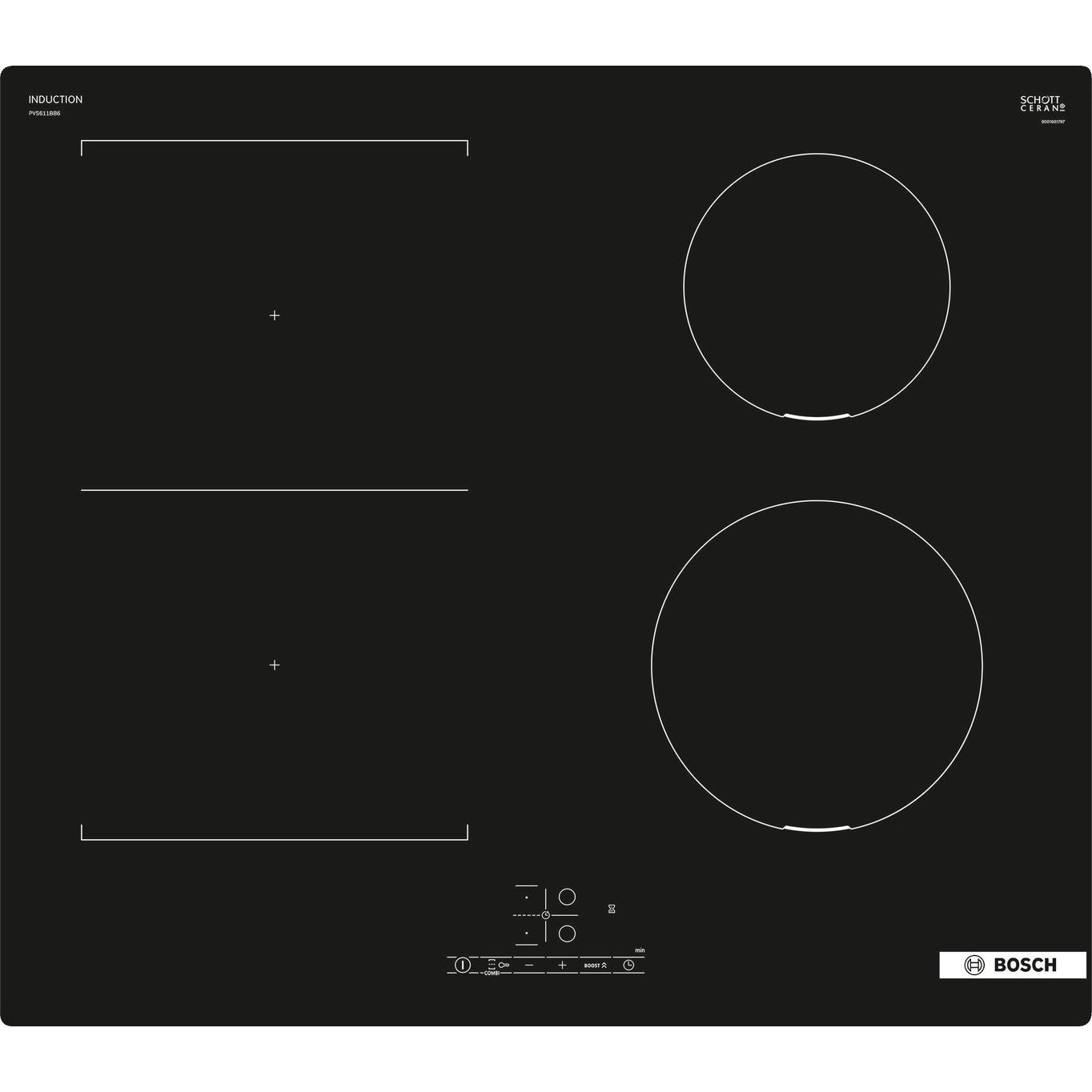 Induktiokeittotaso Bosch Serie 4 PVS611BB6E, 60cm, musta
