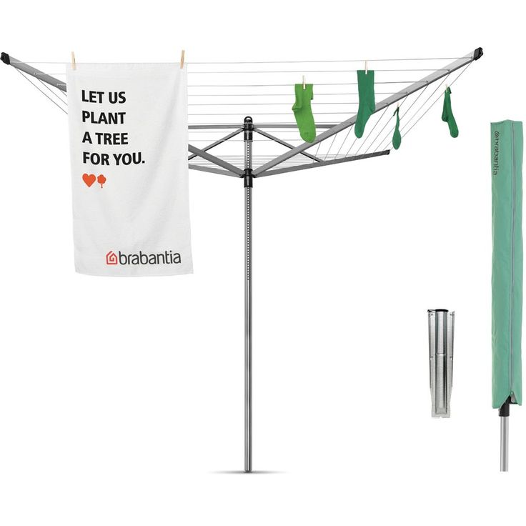 Pyykinkuivausteline Brabantia Lift-O-Matic Advance, 50m, metallinen maaterä + suojapussi + pyykkipoikapussi