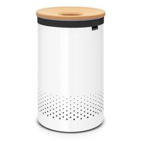 Pyykkikori Brabantia 60L, Quick-Drop White/Cork Brown, Verkkokaupan poistotuote
