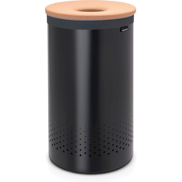 Pyykkikori Brabantia, 60L, korkkikansi, Matt Black