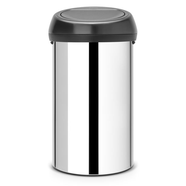 Roska-astia Brabantia Touch Bin 60L, Brilliant Steel/musta kansi