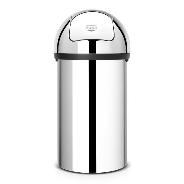 Roska-astia Brabantia Push Bin 60L, Brilliant Steel