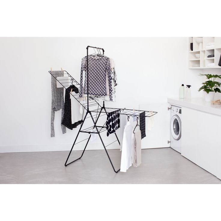 Pyykinkuivausteline Brabantia HangOn 25m + tanko, mattamusta