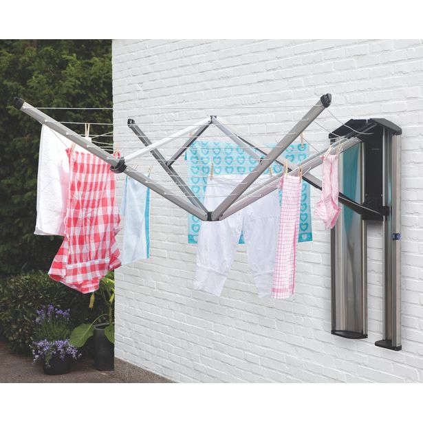 Pyykinkuivausteline Brabantia WallFix 24m, seinäkiinnityksellä + suojakaappi
