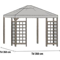 Paviljongin kattokangas Brafab Hov, 350x350cm, harmaa