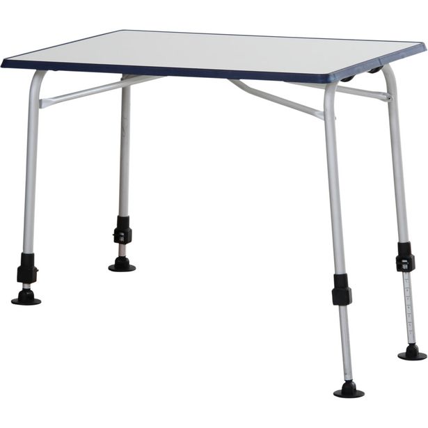 Retkipöytä Brafab Volga, 80x60cm, kokoontaittuva, säädettävät jalat, valkoinen/alumiini