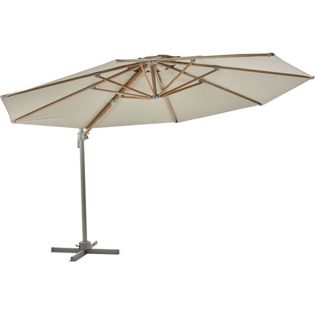 Riippuva aurinkovarjo Brafab Luzzi, Ø350cm, khaki/vaaleanharmaa