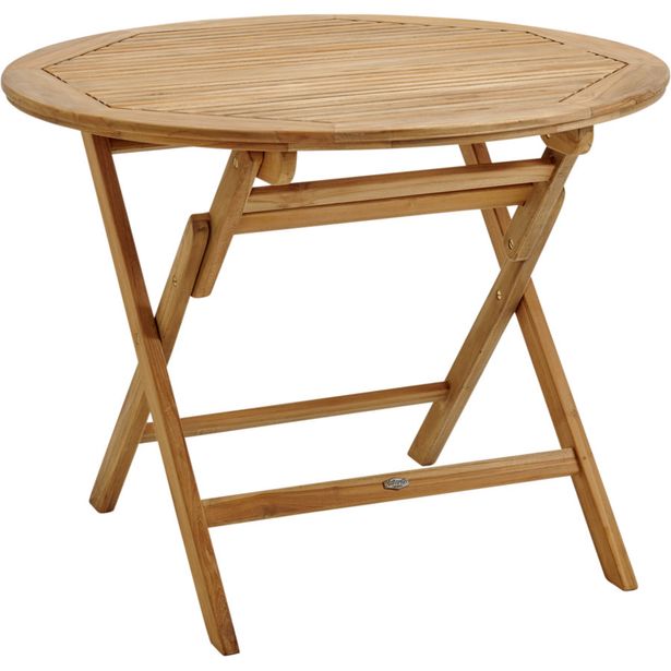 Pyöreä ruokapöytä terassille Brafab Turin, kokoontaittuva, Ø100cm, tiikki