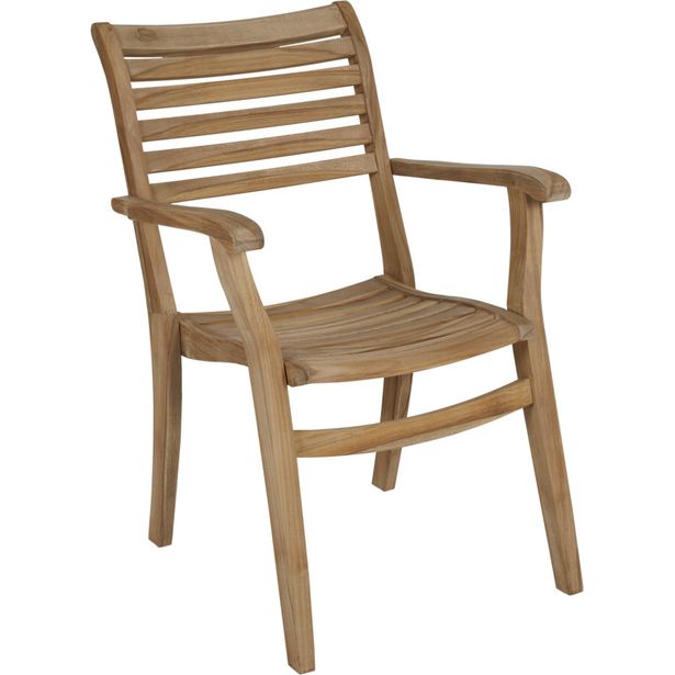 Ruokapöydän tuoli terassille Brafab Karlo, käsinojilla, pinottava, tiikki