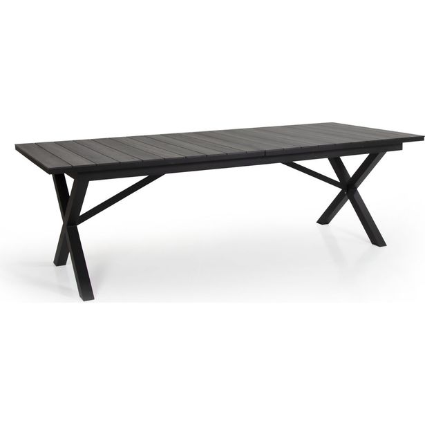 Pöytä Hillmond, jatkettava, 100x238/297cm, musta/harmaa puu