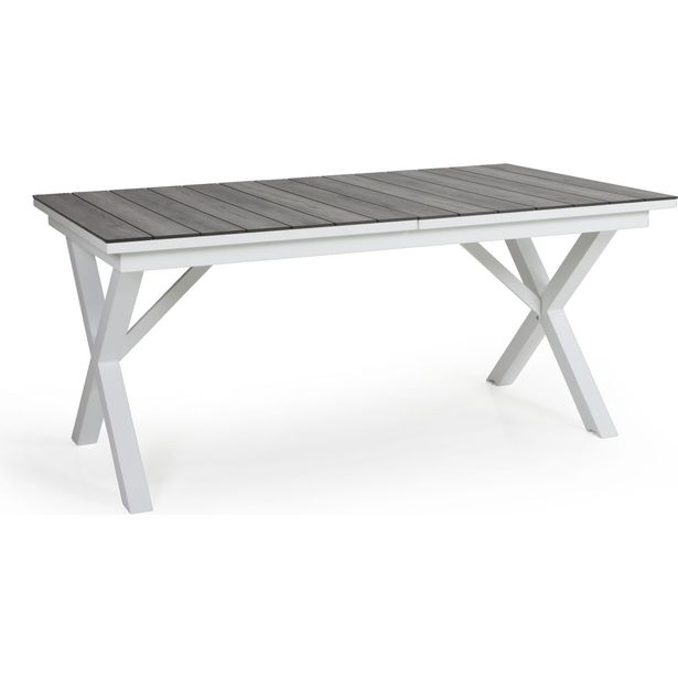 Pöytä Hillmond, jatkettava, 100x166/226cm, valkoinen/harmaa puu