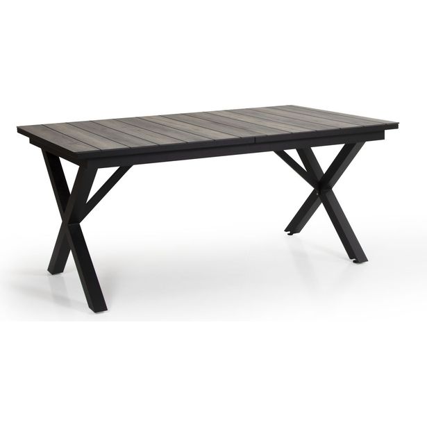Pöytä Hillmond, jatkettava, 100x166/226cm, musta/luonnollinen puu