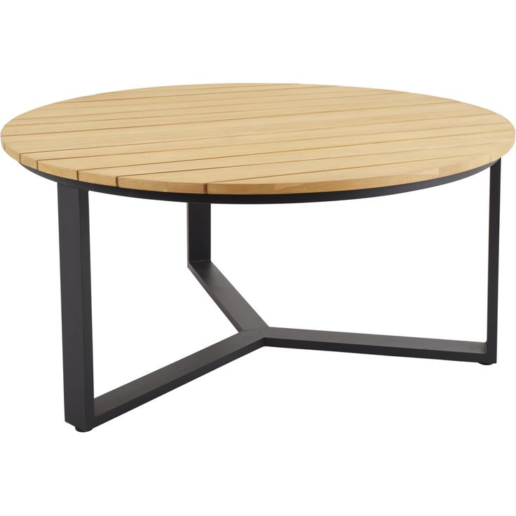 Pyöreä ruokapöytä ulos Brafab Laurion, Ø150cm, tiikki/musta