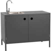 Kesäkeittiön työtasomoduuli Brafab Kelia, 121x64cm, pesualtaalla ja hanalla, antrasiitti