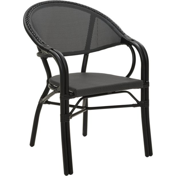 Ruokapöydän tuoli Brafab Parterre, pinottava, käsinojilla, musta