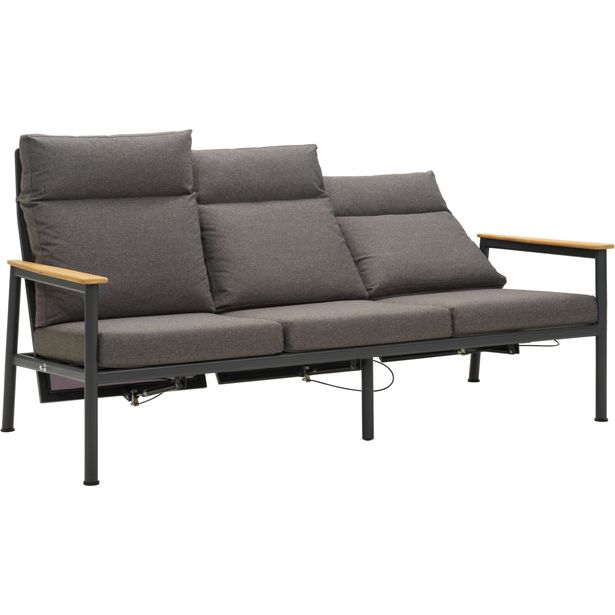 Ulkosohva Brafab Gordon, 3-istuttava, säädettävä selkänoja, harmaa