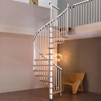 Kierreportaat Byggera Euro Design, Ø1600mm, valkoinen/tammi