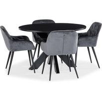 Ruokailuryhmä Scandinavian Choice Bayview 120cm pyöreä 4 Giovanni tuolia musta