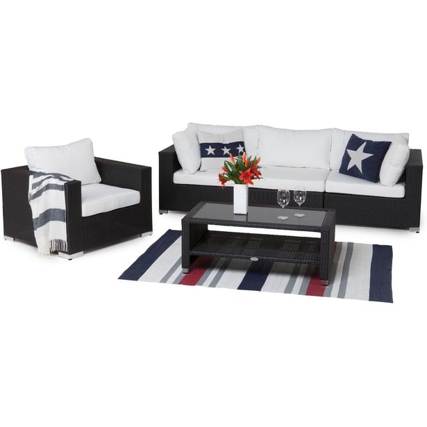 Oleskeluryhmä Iittala 4, musta, polyrottinki