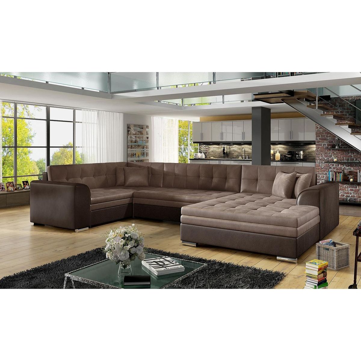 Vuodesohva tupladivaanilla Rineta 6 ist oikea ruskea/tummanruskea