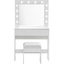 Meikkipöytä Hakebo 80cm LED-valaistus valkoinen