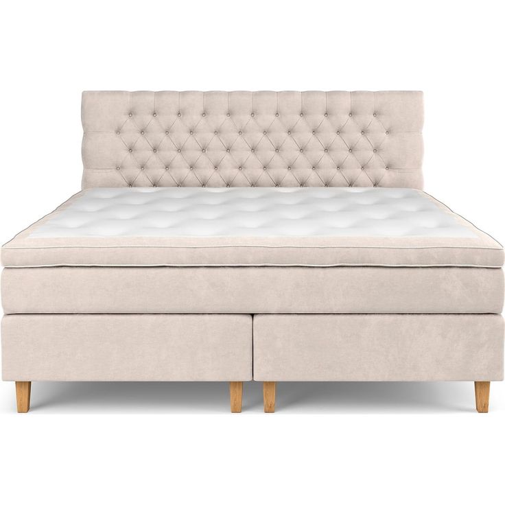 Sänkypaketti Drömvik Celine Kova vaahtopatja 210x210cm sametti beige/puu