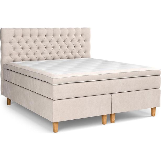 Sänkypaketti Drömvik Celine Medium Lateksi 180x200cm sametti beige/ruskea
