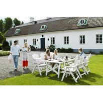 Ruokailuryhmä Emelie, 90x200cm, 6 säätötuolia, valkoinen