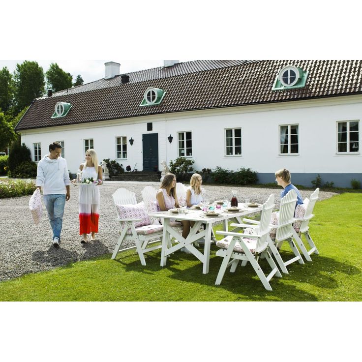 Ruokailuryhmä Emelie, 90x200cm, 6 säätötuolia, valkoinen