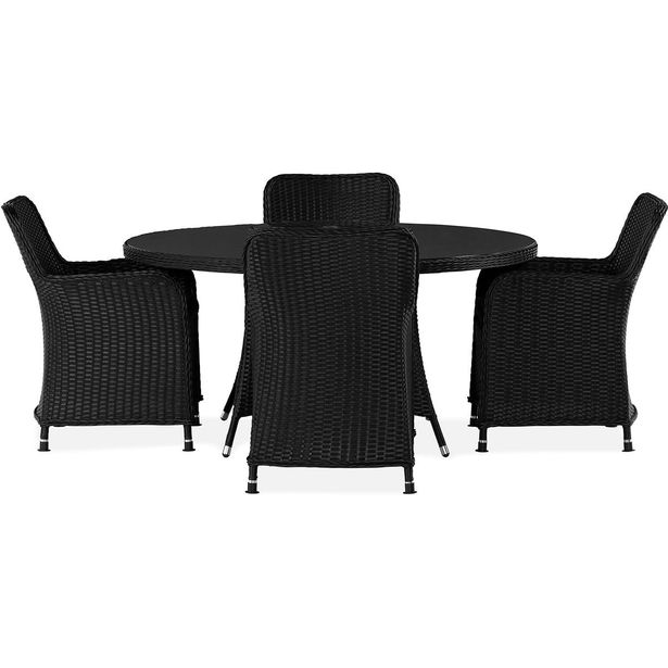 Ruokailuryhmä Comfort Garden Zunga 150cm pyöreä 4 tuolia musta