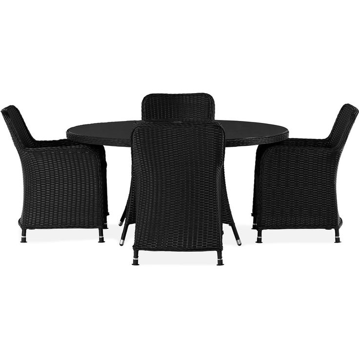 Ruokailuryhmä Comfort Garden Zunga 150cm pyöreä 4 tuolia musta