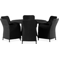 Ruokailuryhmä Comfort Garden Zunga 150cm pyöreä 6 tuolia musta