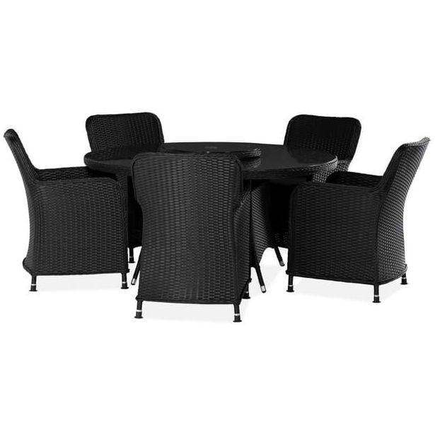 Ruokailuryhmä Zunga Ø150cm, 5 tuolia, musta