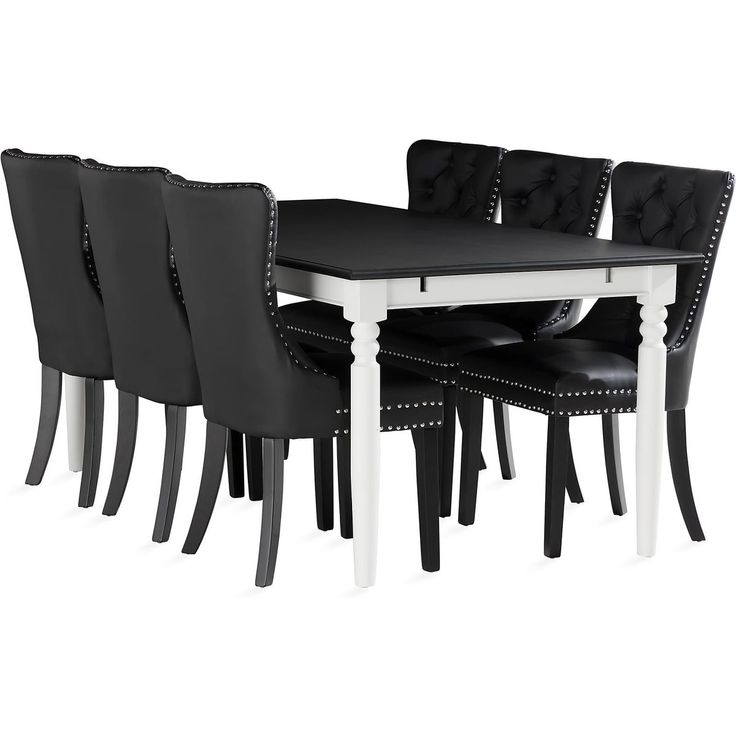 Ruokailuryhmä Hampton 190cm 6 Bergviken tuolia valkoinen/musta